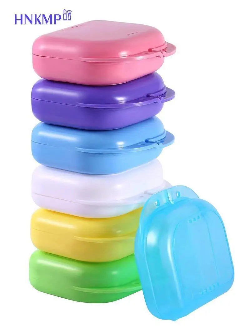 Retainer Case Mouth Guard Case Orthodontic Denture Storage Container Carabiner Hook Air Vent Holes Dental Teeth Retainer Box