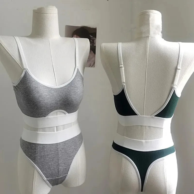 NEW Arrivals Seamless Padded Bras Sports Bra And Panties Set Women Hollow Out Cotton Underwear U Back Push Up Bras Comfort Sexy Women Lingerie Set Girls Underwear Sets
