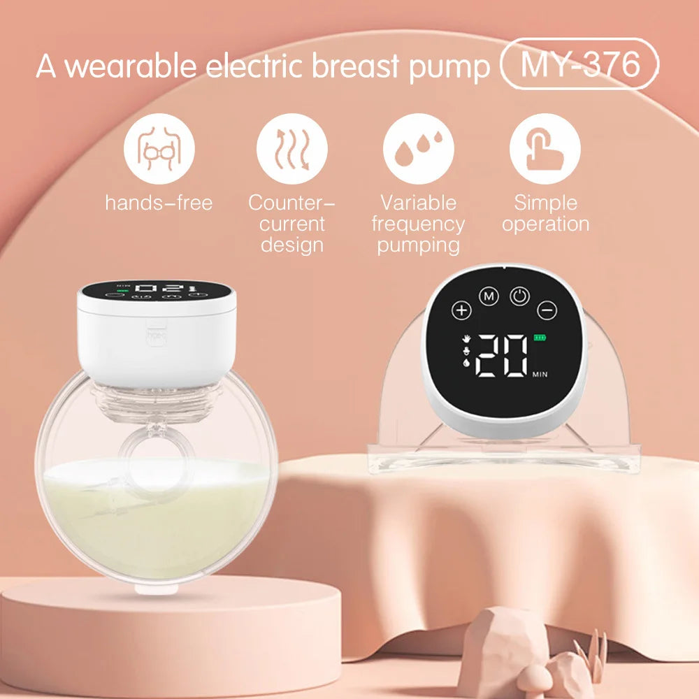 2pcs Wearable Breast Pum Hands Free Electric Breast Pump Silent Invisible Breast Pump 3 Modes 9 Levels of Suction 180ML Capacity