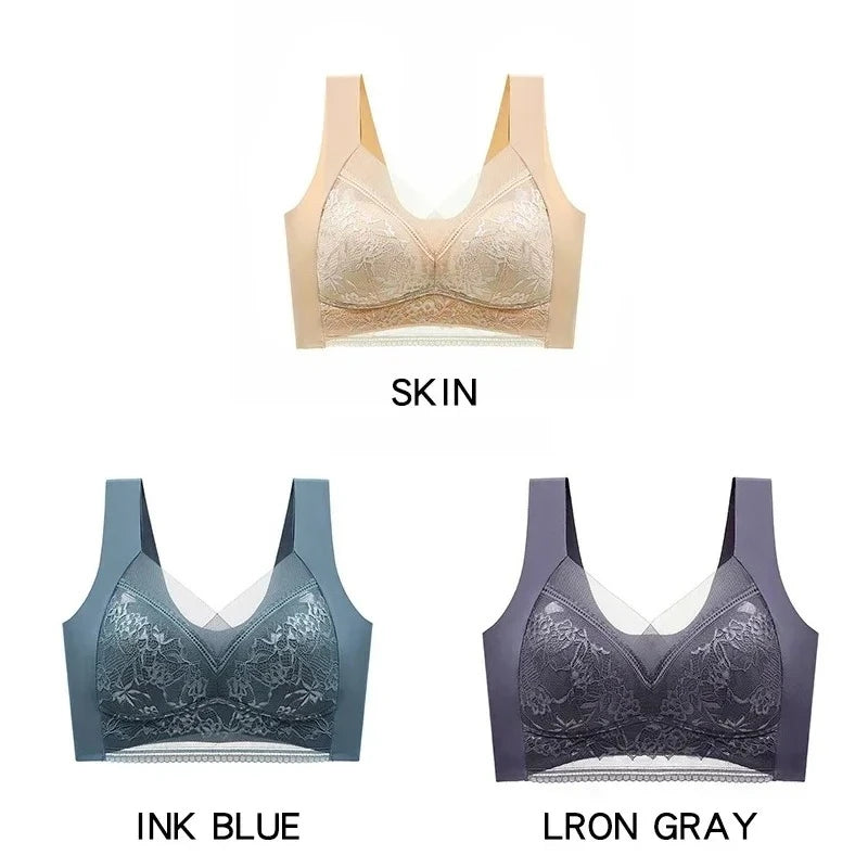 NEW Arrivals 3PCS Set 6 Colors/Patterns L-6XL(115KG) Women's Push Up Bralette Wireless Bras - 5cm Natural Lift, Seamless Lace Plus Size No Underwire Comfort