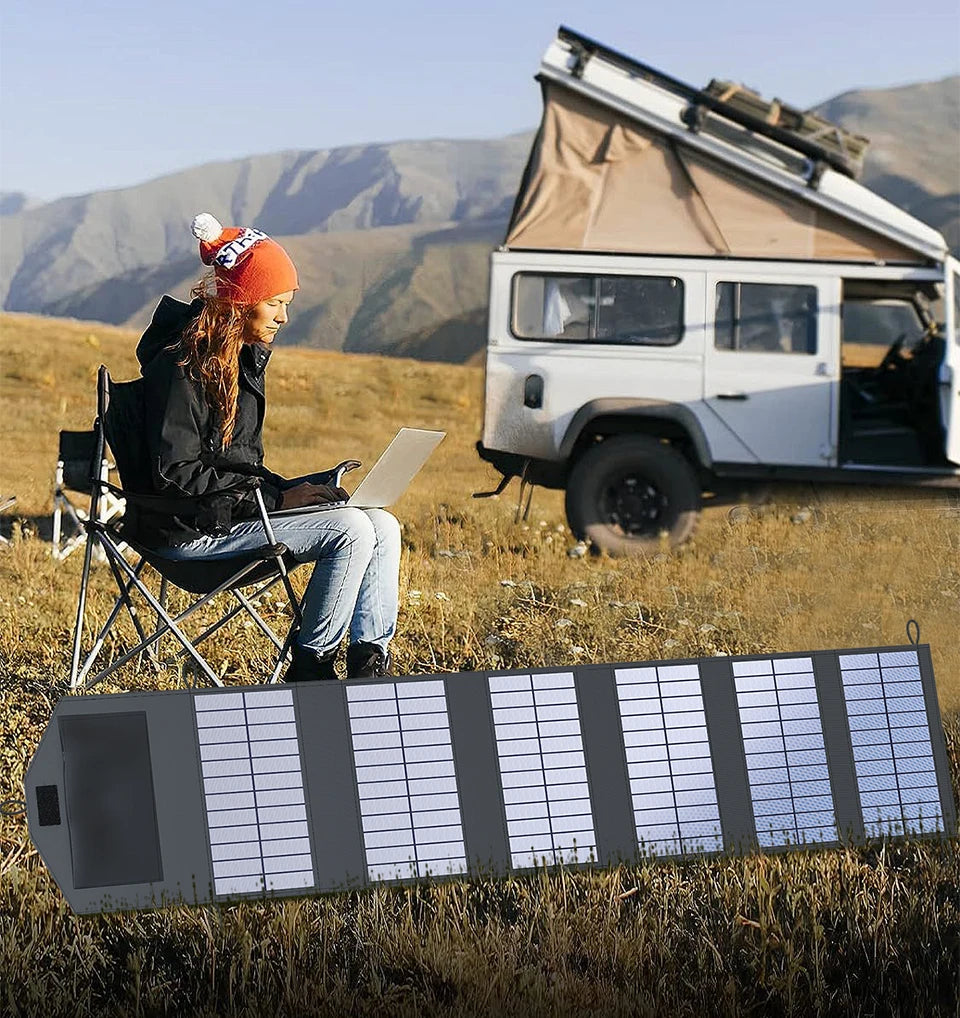 1000W Foldable Solar Panel Portable 6-Fold 30W/H Emergency Survival Solar Panels Charger USB 5V DC Full Time Power Outdoor Camping Travel Mountain Hiking Mobile Power Supply