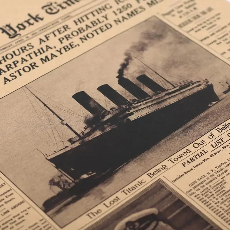 5PCS Classic The New York Times History Poster Titanic Shipwreck Old Newspaper Kraft Paper