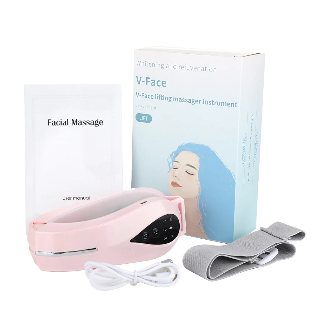 NEW Arrivals V-Face Lifting Device EMS Facial Massager Double Chin Cheek Wrinkles Remover LED Photon Therapy V-Line Up Lift Belt Face Slimming Beauty Machine