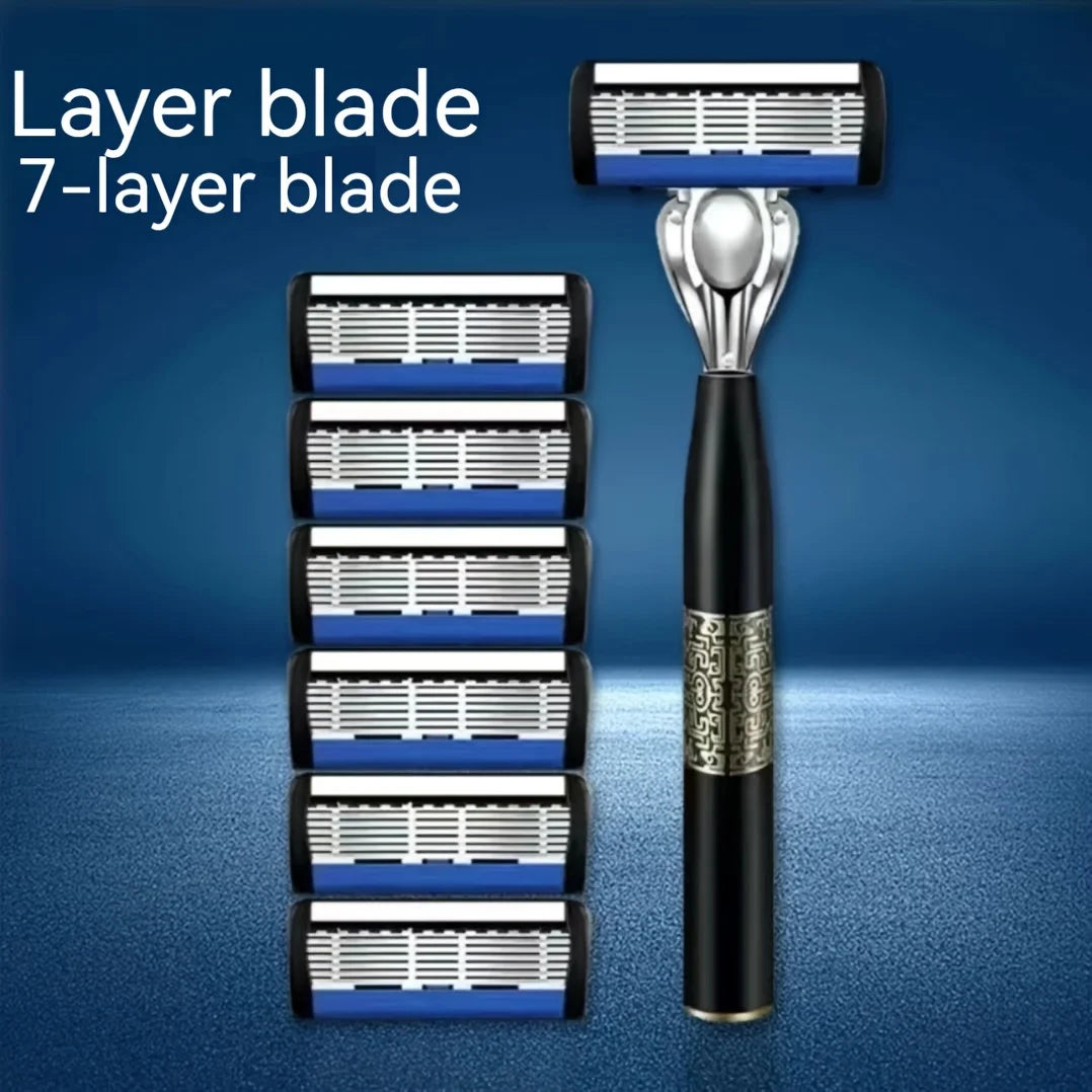 NEW Arrivals 7-Layers 18 Blades Set Manual Men's Razor, Stainless Steel Blades Razor For Men With Precision Trimmer, Metal Razor Holder