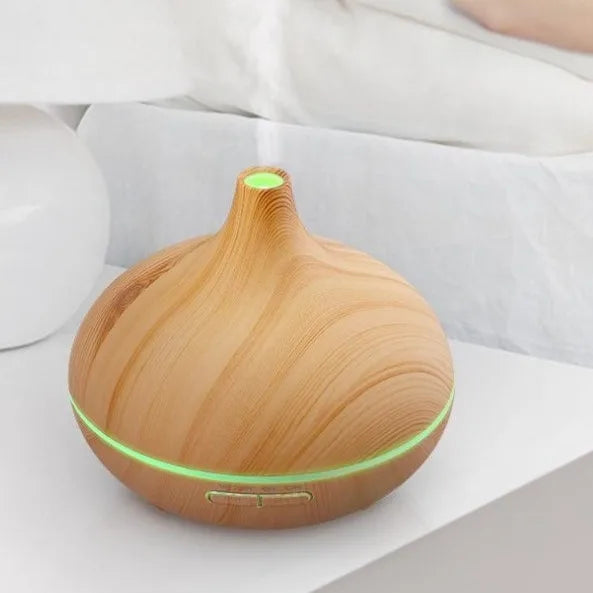 NEW Clear/Dark Wood Color Aroma Remote Control Diffuser And Humidifier 150/550ML Home Living Room Bedroom Office Humidifier + 6 Essential Oil Bottles Aromatherapy USB Charging Diffuser