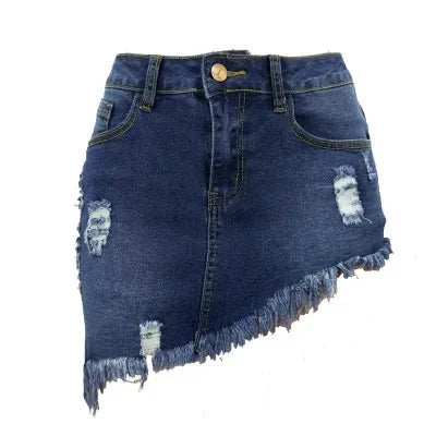 NEW Arrivals S-2XL Sexy Asymmetrical Denim Mini Skirt for Women Summer Cotton Short Skirts Wish Hot Sale New Style Casual Female Streetwear Clothing