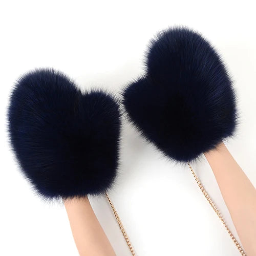 NEW Arrivals Hot Sale Winter Women Luxury Natural Real Fox Fur Gloves Warm 100% Genuine Fox Fur Mittens Girl Fashion Luxury Real Fox Fur Glove