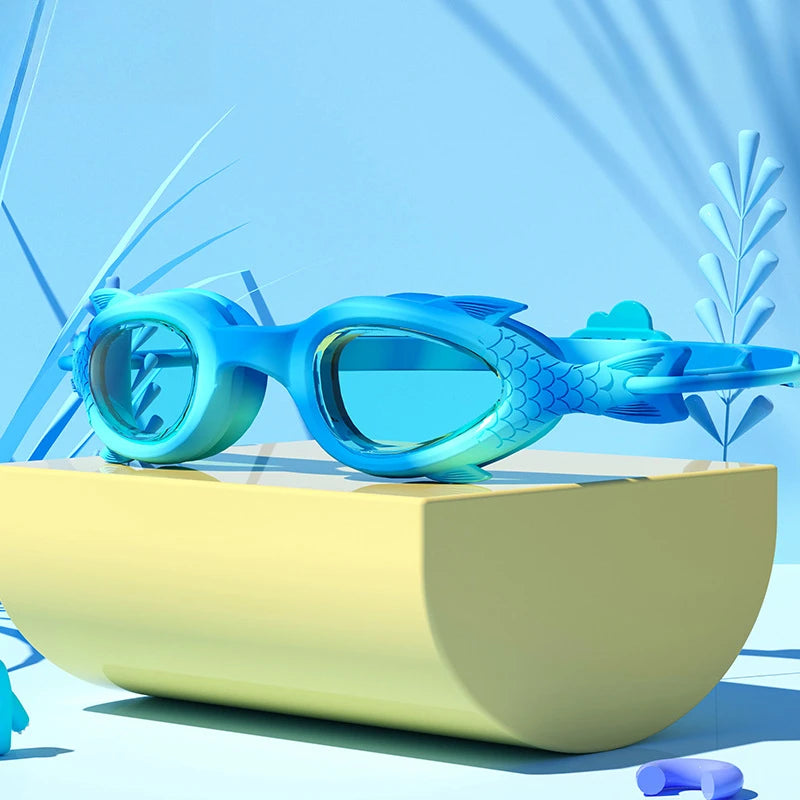NEW 2PCS Set 4 Colors Children Kids 3-18 years old Swimming Goggles Waterproof Anti Fog High-Definition Small Frame Goggles Professional Training Kid's Swimming Goggles Caps Set
