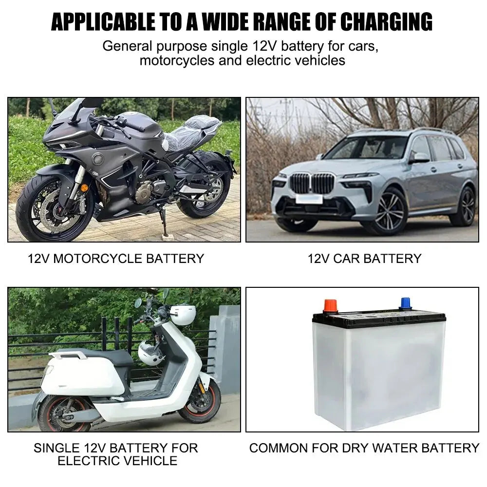 Full Automatic Car Battery Charger Digital LCD Display 2A Fast Charging 3 Stages Lead Acid AGM GEL Battery-Chargers