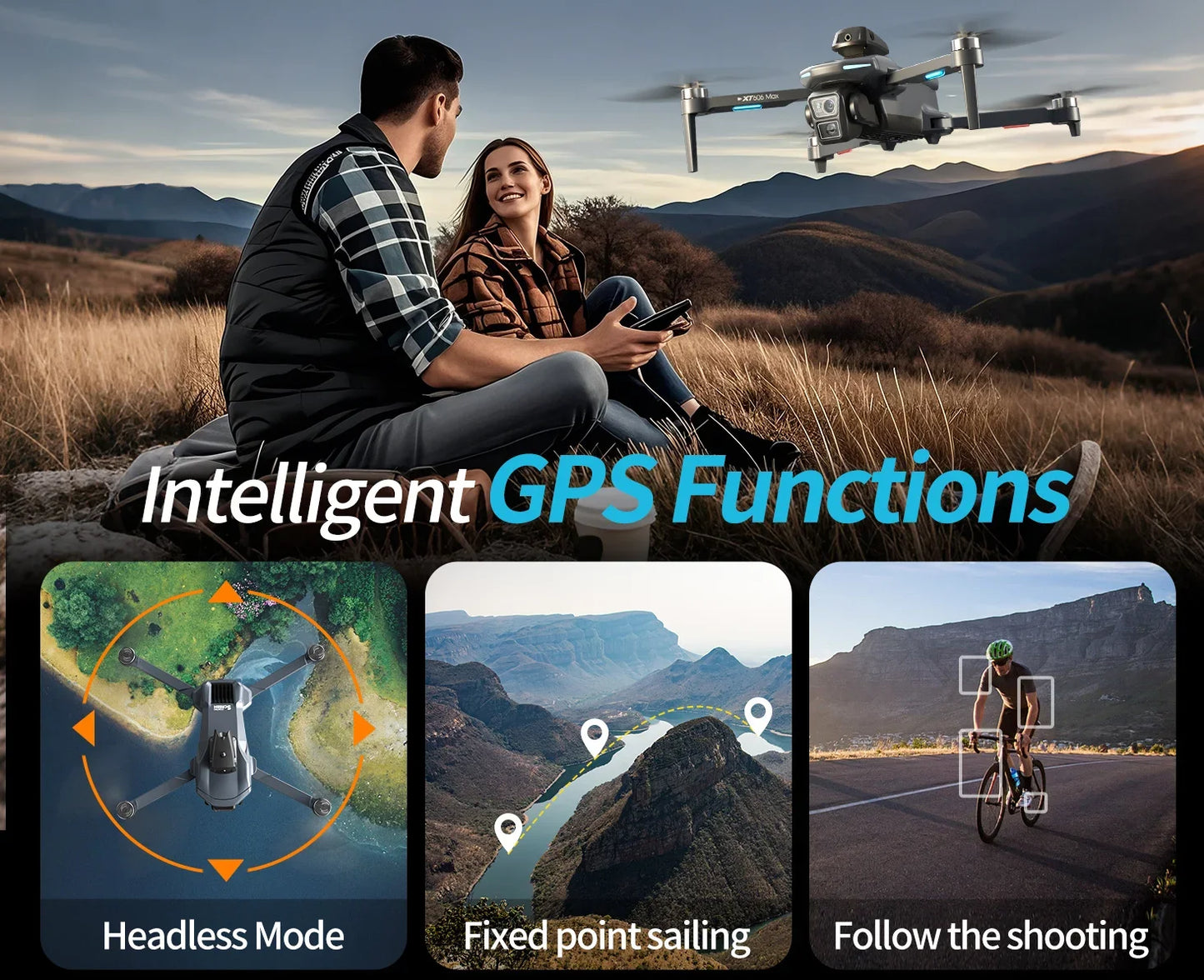 5G GPS XIAOMI NEW XT606 GPS Drone + 3 Batteries Set 8K HD 22 Languages Professional Dual Camera 5G WIFI FPV Obstacle Avoidance Brushless RC Quadcopter Drone