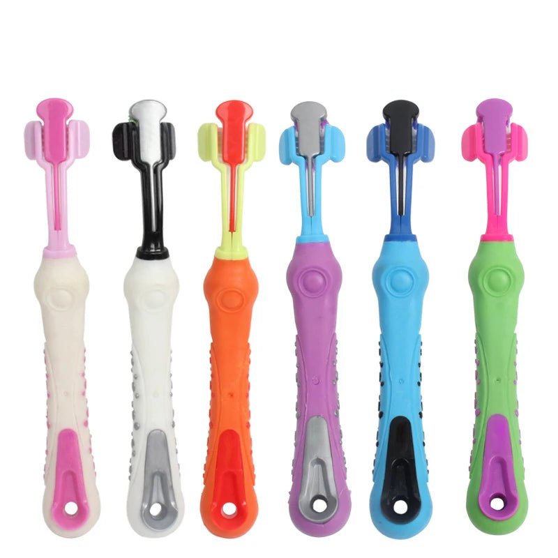NEW Three Sided 5 Colors Pet Toothbrush Multi-Angle Toothbrush Cleaning Dog Cat Brush Bad Breath Pet Dental Care Cat Cleaning Mouth Hygiene Accessories Pets Supplies