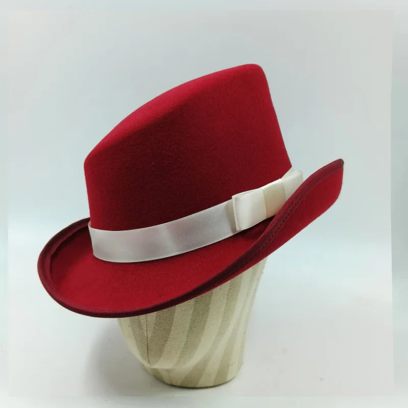 NEW Arrivals British President Men Luxury Top Hat Presidential High Hat British jazz Top Multi-Colors Hats Gentleman Evening Wedding Party Flat Felt Hat Formal Tuxedos Costume Apparel Accessories Male Luxury Fashion Clothing