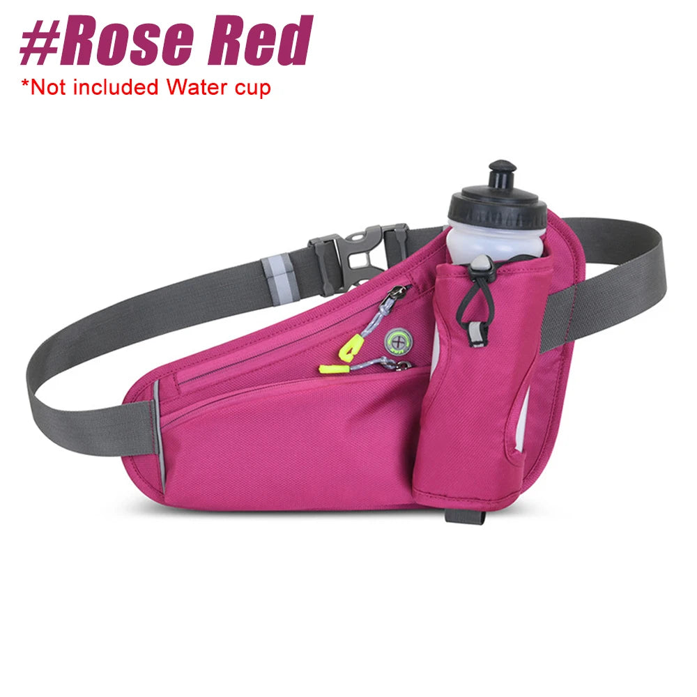 NEW Arrivals 6 Colors Waterproof Running Waist Bag Cycling Bumbags with Water Bottle Holder Travel Walking Dog Sport Waist Bag& Reflective Strips
