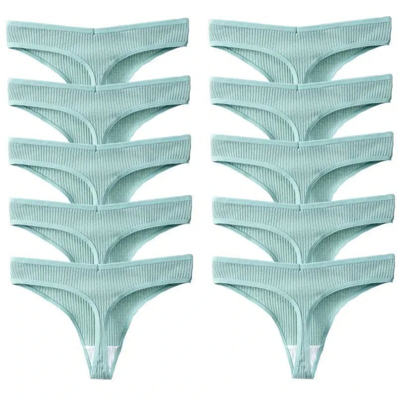 NEW Arrivals 10PCS/Set Sexy Women's Underwear G-Strings Cotton Striped Sports Panties Thongs Lingerie Comfortable Soft Ladies Underwear Sets