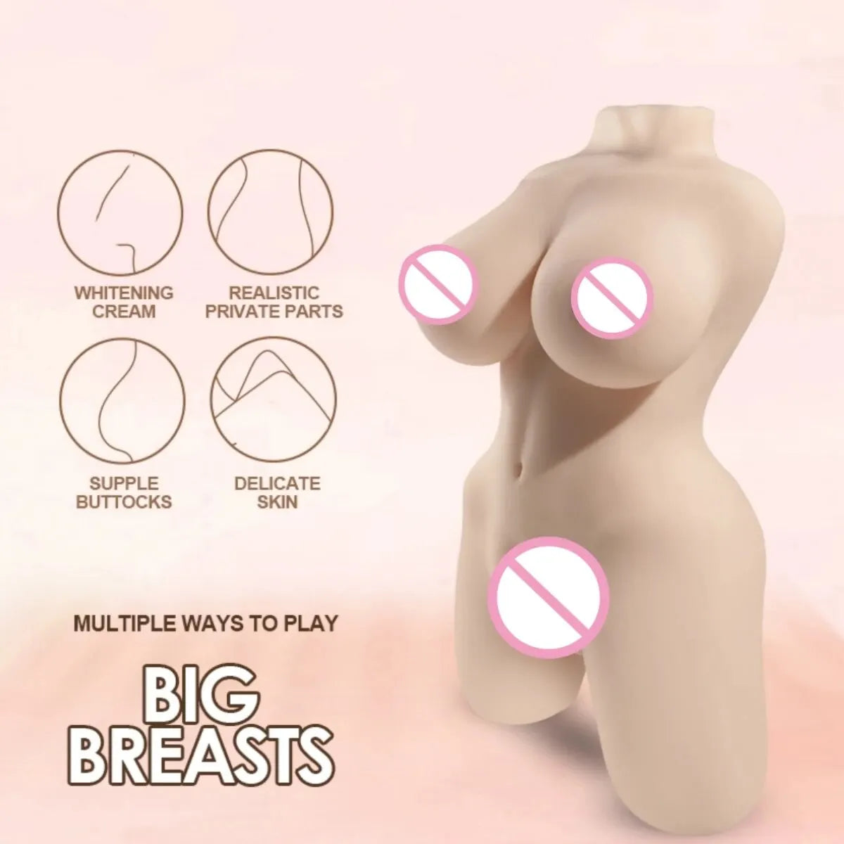 Adult Mini 1.56LB Sex Doll for Men Realistic Pocket Pussy Adult Doll Torso With Breasts 3D Textured Virgin Vagina Channel Sex Toys
