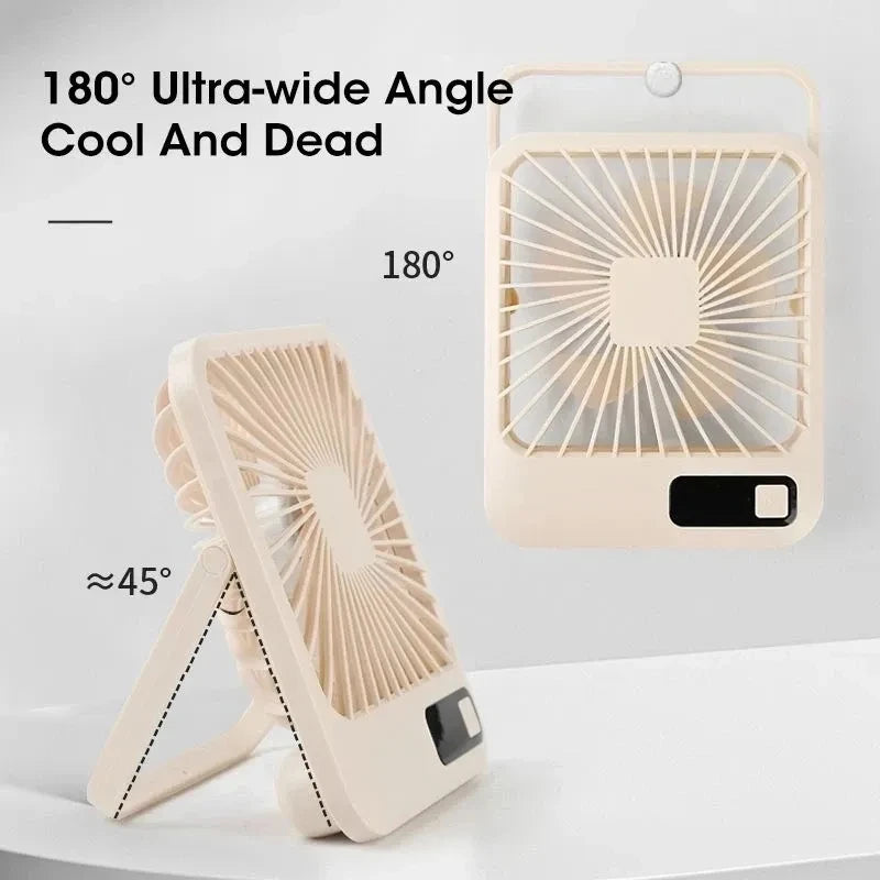 2000mAh Small Desktop Fan Super Silent USB Charging Strong Air Flow Cooling Fan with 5-speed Strong Air Flow Office Fan