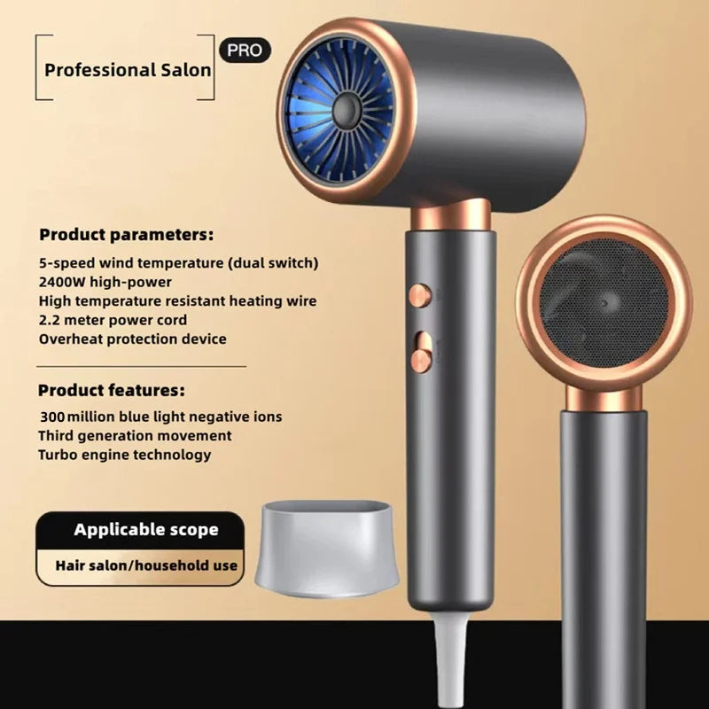 NEW BRAND from Japan  Professional High-Speed Hair Dryer 2400W High-Power Silent EU/UK Plug Household Hair Salon Hair Dryer Hair Care Accessories