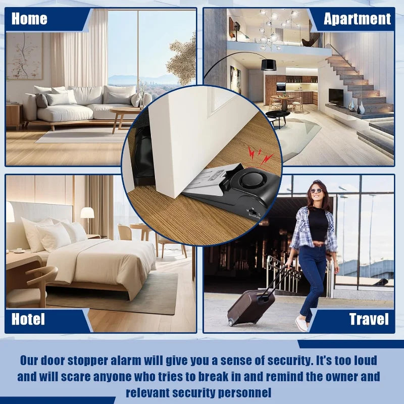 NEW Arrivals 2PCS Set 125dB Door Arrester Alarm Household Safety Protection Anti-Theft Burglary Alarm System, Door Gap Door Gear Used for Hotel Women Living Alone Home Office Security Supplies