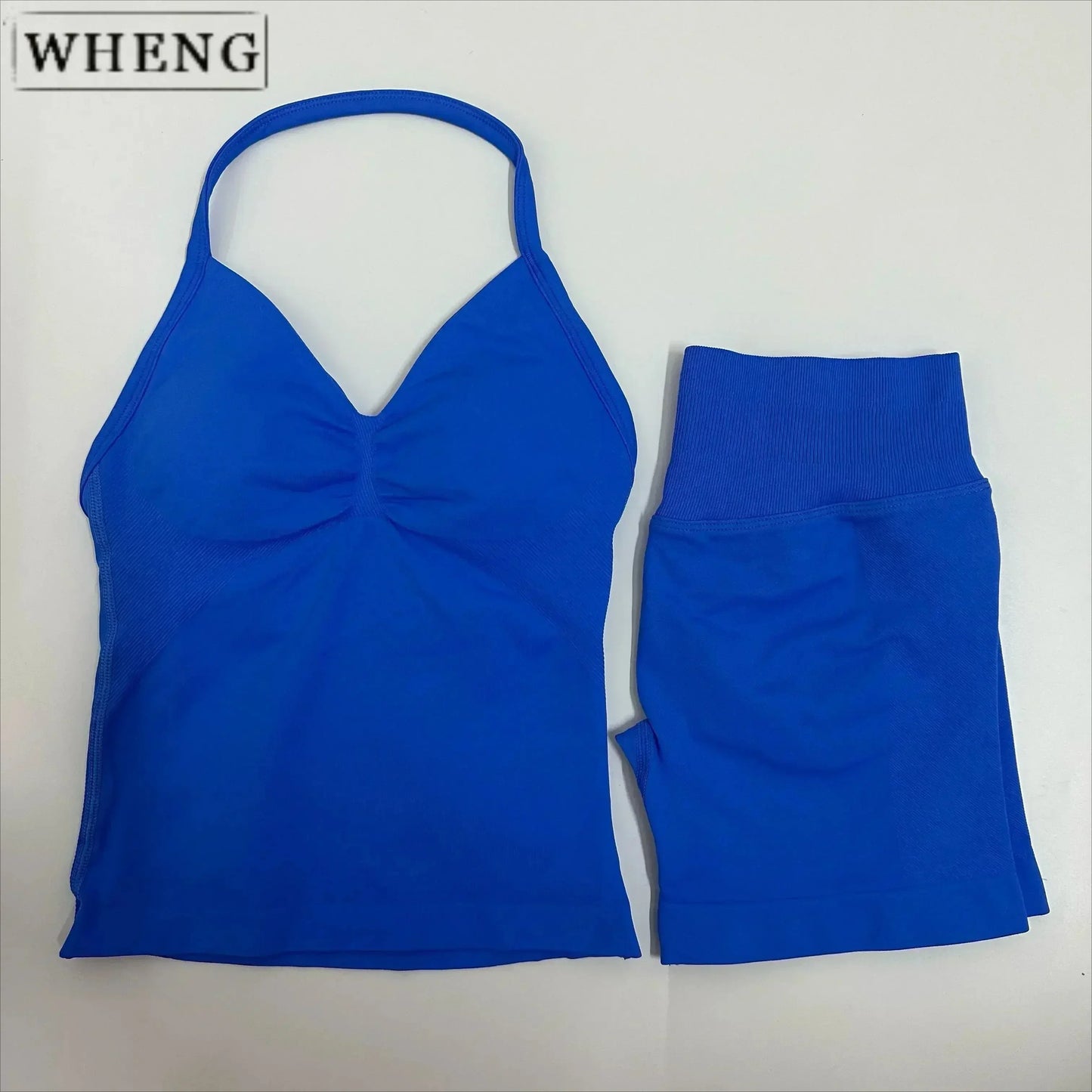 NEW Arrivals 2PCS Set 10 Colors Padded Sleeveless T-Shirt with Halter Collar Hip Pants Summer Sportswear Women Fitness Yoga Pilates Suit Outdoor Hiking Running Sports Clothes