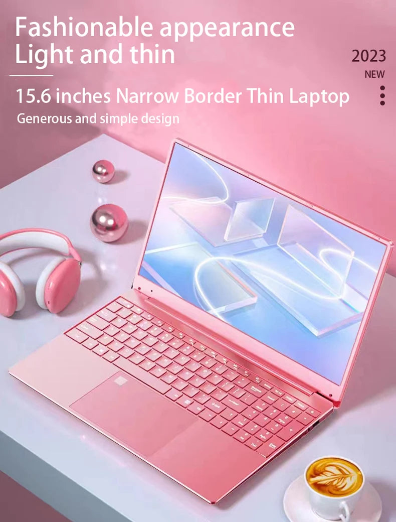 Notebook Brand New Pink Woman Laptop Windows 11" 10 Office Education Gaming 15.6“10th Gen Intel Celeron J4125 12G RAM 1T Dual WiFi Narrow Side Computer Laptops Supplies Electronics Accessories Devices Products
