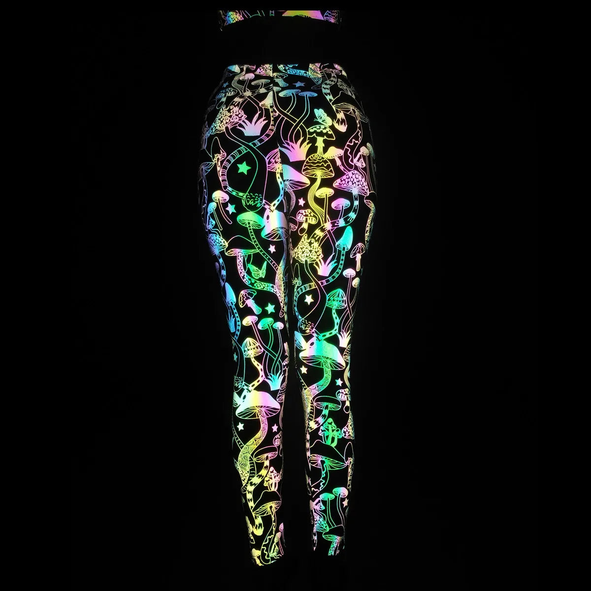 NEW Arrivals Harajuku Japanese Women's Med Waist New Snakeskin Colorful Reflective Ankle Length Leggings Fitness Sports Hip Lift Elastic Pants Night Club Tech-Wear Rave Party Pants