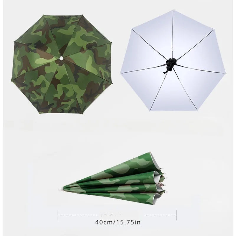 NEW Arrivals 1PC Fishing Hat Umbrella Children Adult Large Hat Head Wearing Umbrella Hat Men and Women Outdoor Folding Weather Umbrella