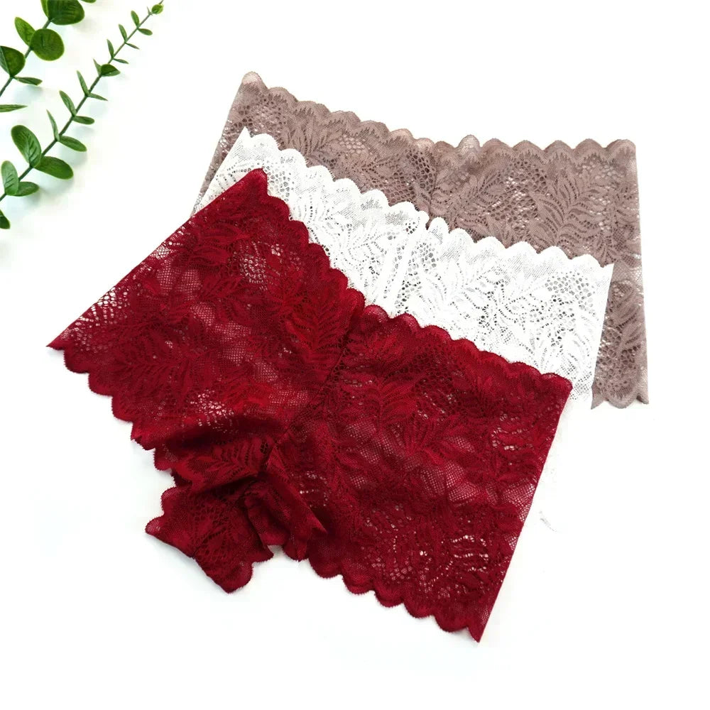 NEW Arrivals S-XL 3pcs Sexy Women Boyshorts Panties Plus Size Full Lace Boxer Seamless Mid Waist Transparent Mesh Shorts Female Underpants
