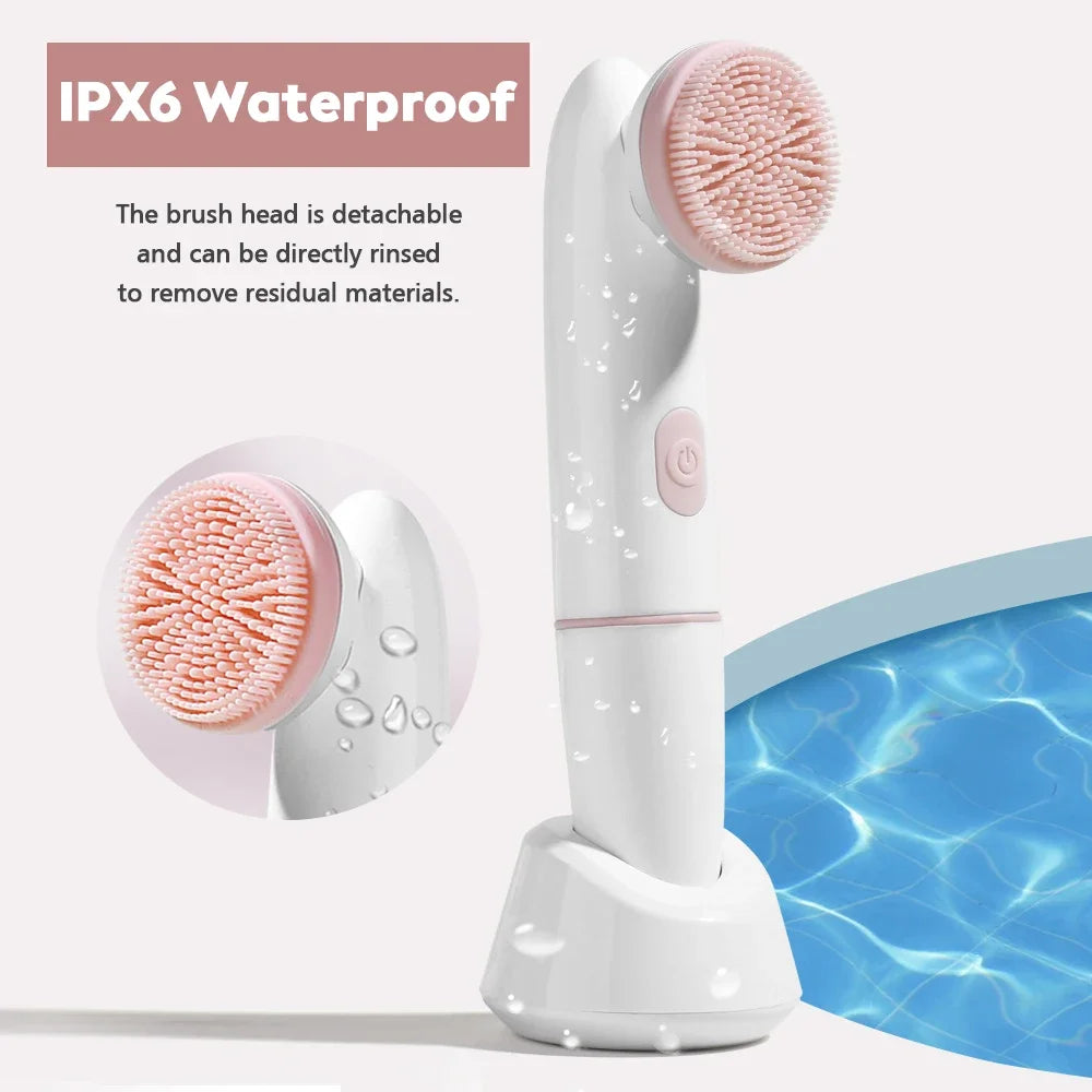 2 in 1 Set Face Brush Cleaning Electric Pores Deep Cleanser Blackhead Remover Powered Vibrating Massage Waterproof Beauty Salon Spa Accessories Products Skin Care Supplies