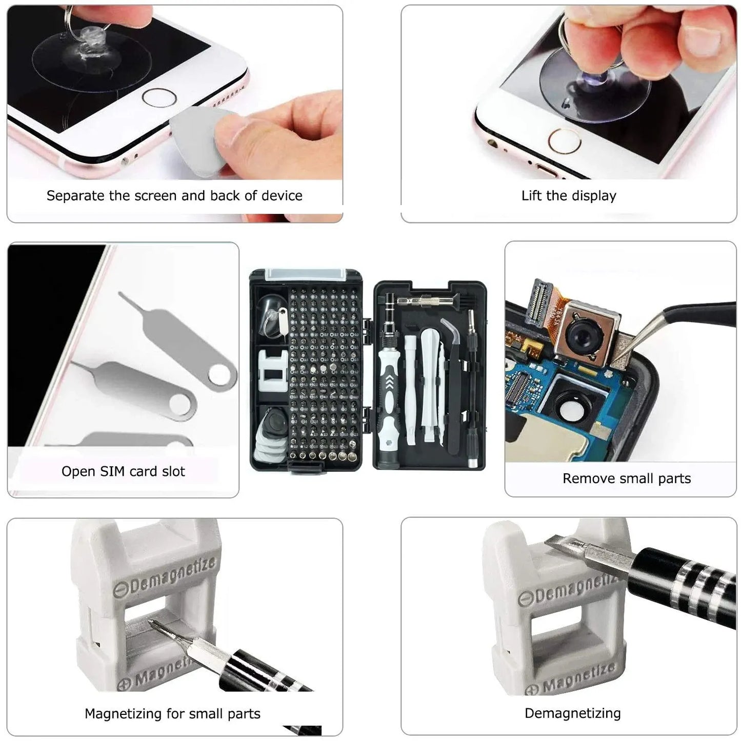 NEW Arrivals 116 in 1 Set Precision Screwdriver Set Magnetic Screw Driver Bit for iPhone PC Laptop Tablets Drones Watch Glasses Professional Repair Tool Kit Black Electronics Supplies