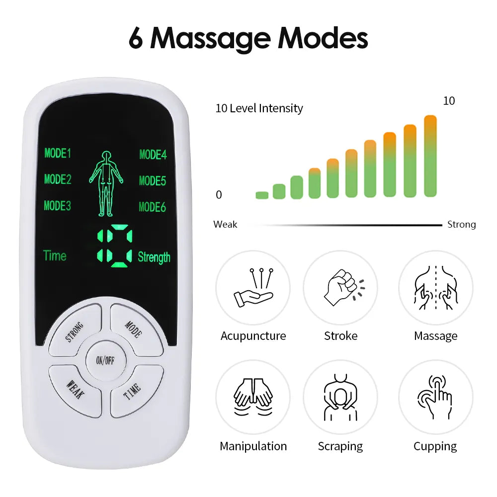 6 Modes EMS Electric Muscle Therapy Stimulator Tens Unit Machine Meridian Physiotherapy Pulse Abdominal Prostate Body Massager