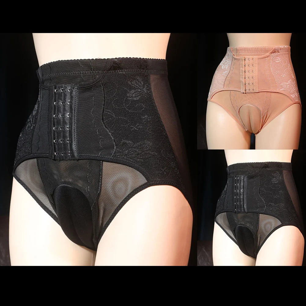 Transgender High Waist Body Shape Panties Insert Camel Toe Underwear False Panties Fake Vagina Shemale Hides JJ Crossdress