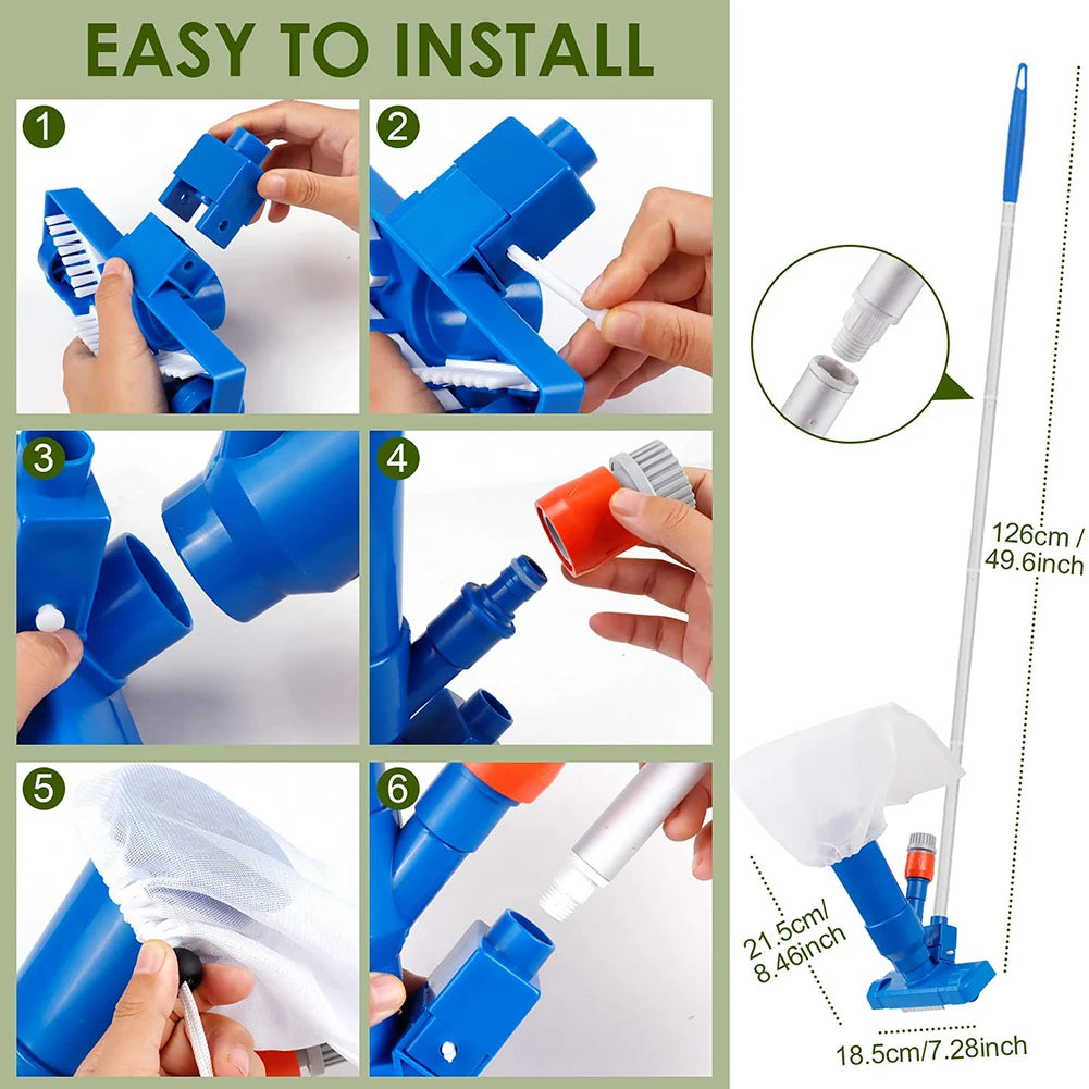 Portable Swimming Pool Vacuum Cleaner Cleaning Tool Disinfect Suction Head Pond Fountain Pool Vacuum Cleaner Brush with Handle