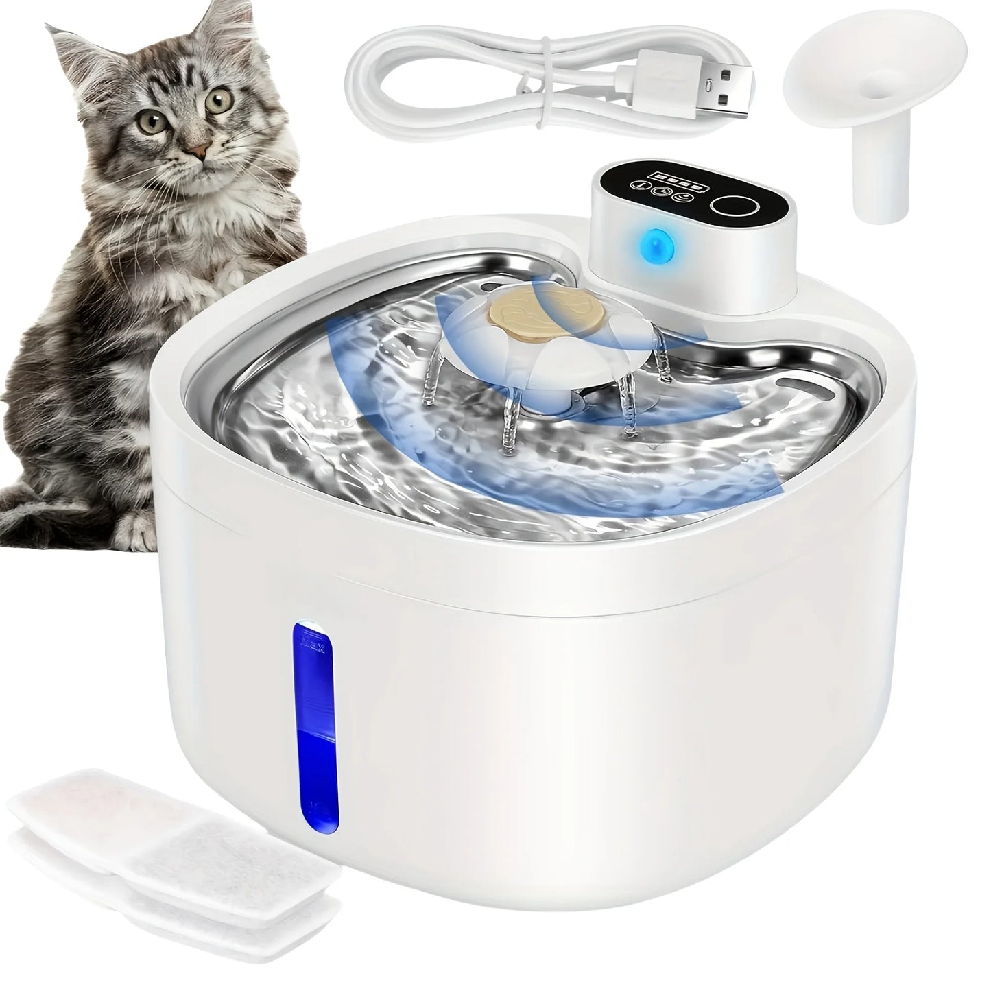 NEW Arrivals Pet Automatic Water Dispenser, Non Plug in Cat Water Dispenser, Stainless Steel Wireless Constant Temperature Water Dispenser Pets Supplies