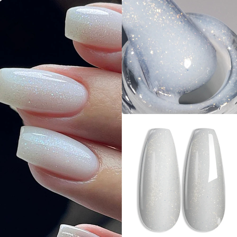 NEW Arrivals Korean Gel Keratin Kitty White Rubber Base Gel Nail Polish Pearl Shine 15ML Semi Permanent UV Self Leveling Structure Construction Gels Ladies Cosmetic Accessories Manicure Beauty Salon Supplies
