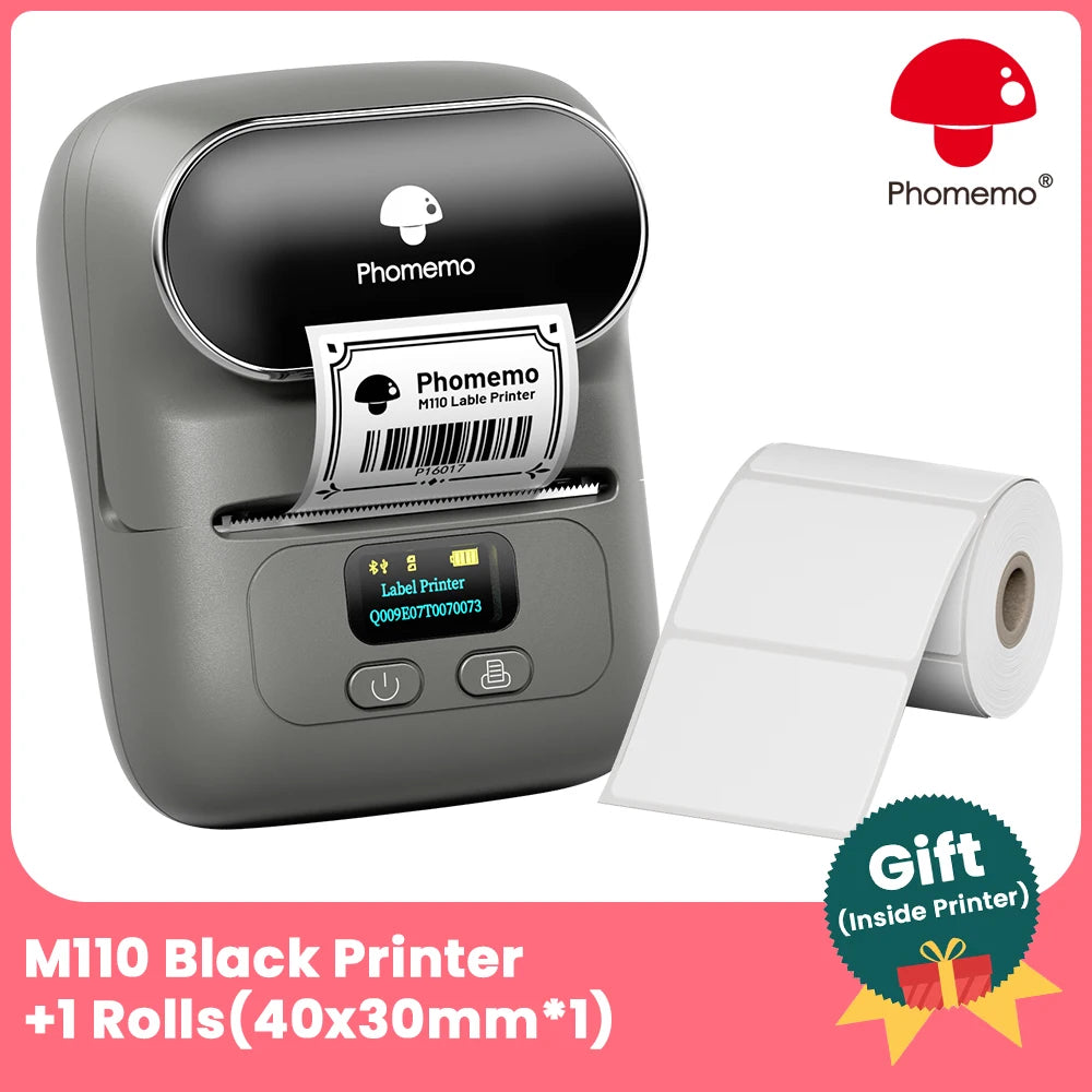 BRAND NEW Original PHOMEMO M110 Label Printer Mini Printer Thermal Label Maker Portable Labeling Machine for Business Barcode Cable School Home Office Business Thermal Printer Set