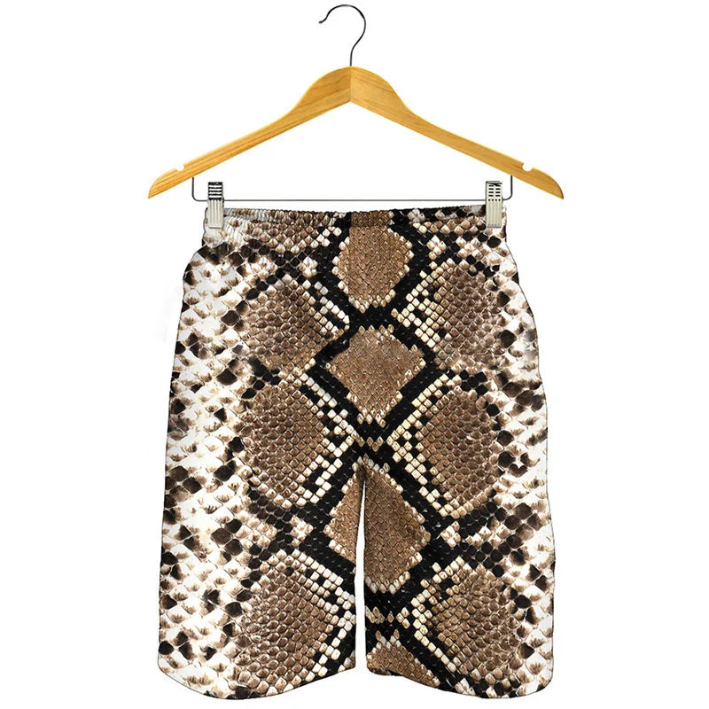 NEW Arrivals Men Summer Snakeskin Beach Shorts For Men Personality Animal 3D Swim Trunks Summer Board Shorts Loose Short Pants Streetwear Men Fashion Casual Apparel Accessories