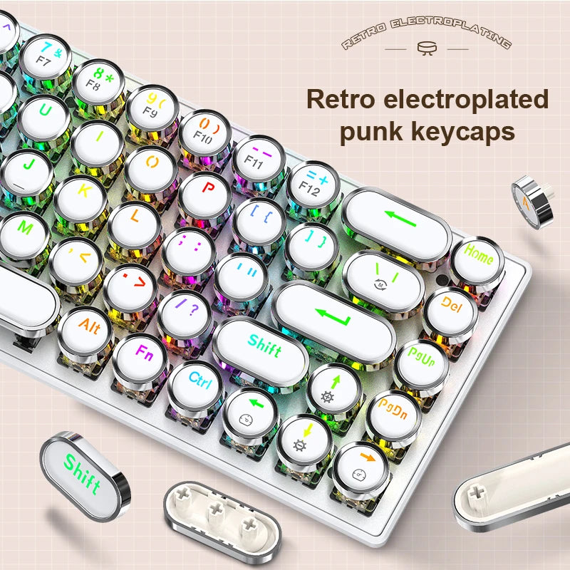 DK68 Punk Mechanical Magic Keyboard Wireless APAYADO Dynamic RGB Lighting,68Keys Bluetooth Tri-Mode Connection,Full-key Hot-Swap Computer Laptop Accessories Supplies Electronics Products