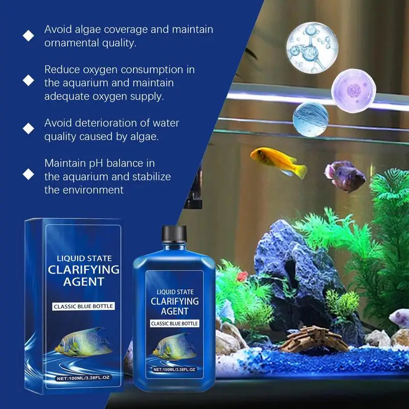 Fish Tank Clarifier Solution 100ml Fish Tank Clarifier Water Purify Solution Liquid Pet Fish Turtle Protection Water Purifier