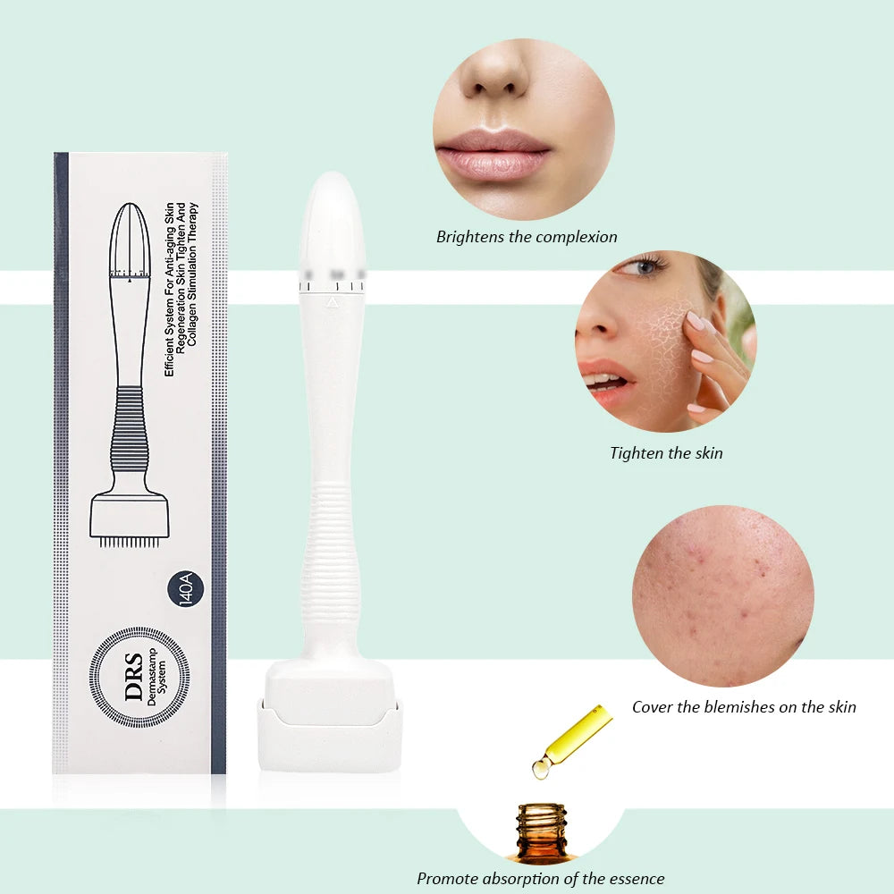 DRS140 Derma Roller Stamp Adjustable Needle Length Microneedle Anti-Aging Wrinkle Hair Loss Therapy Beauty Derma Rolling System