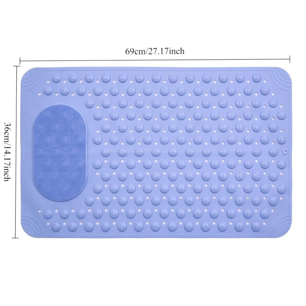 NEW 5 Colors Non Slip PVC Bath Mat with Suction Cup Massage Bumps Quick Dry Bathroom Rug Shower Safety Carpet Strong Drainage Bathroom Carpet