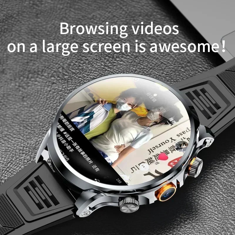 NEW Arrivals GPS Tracker Heart Rate Blood Pressure Multiple Sports Modes and Languages Android Adult Smart Watch 1.95 'AMOLED 8GB+128GB Storage 4G Full Network Google Play WIFI GPS Sim Card