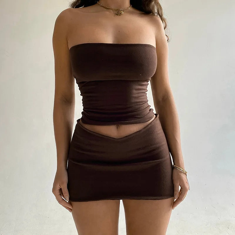NEW 2PCS Set 4 Colors Women Skirt Fashion High Waisted Short Pencil Skirts All Match Female Summer Sexy Girl Tight Hip Wrap Mini Skirts & Top Outfit Y2K Girls Sexy Fashion Clothing Supplies