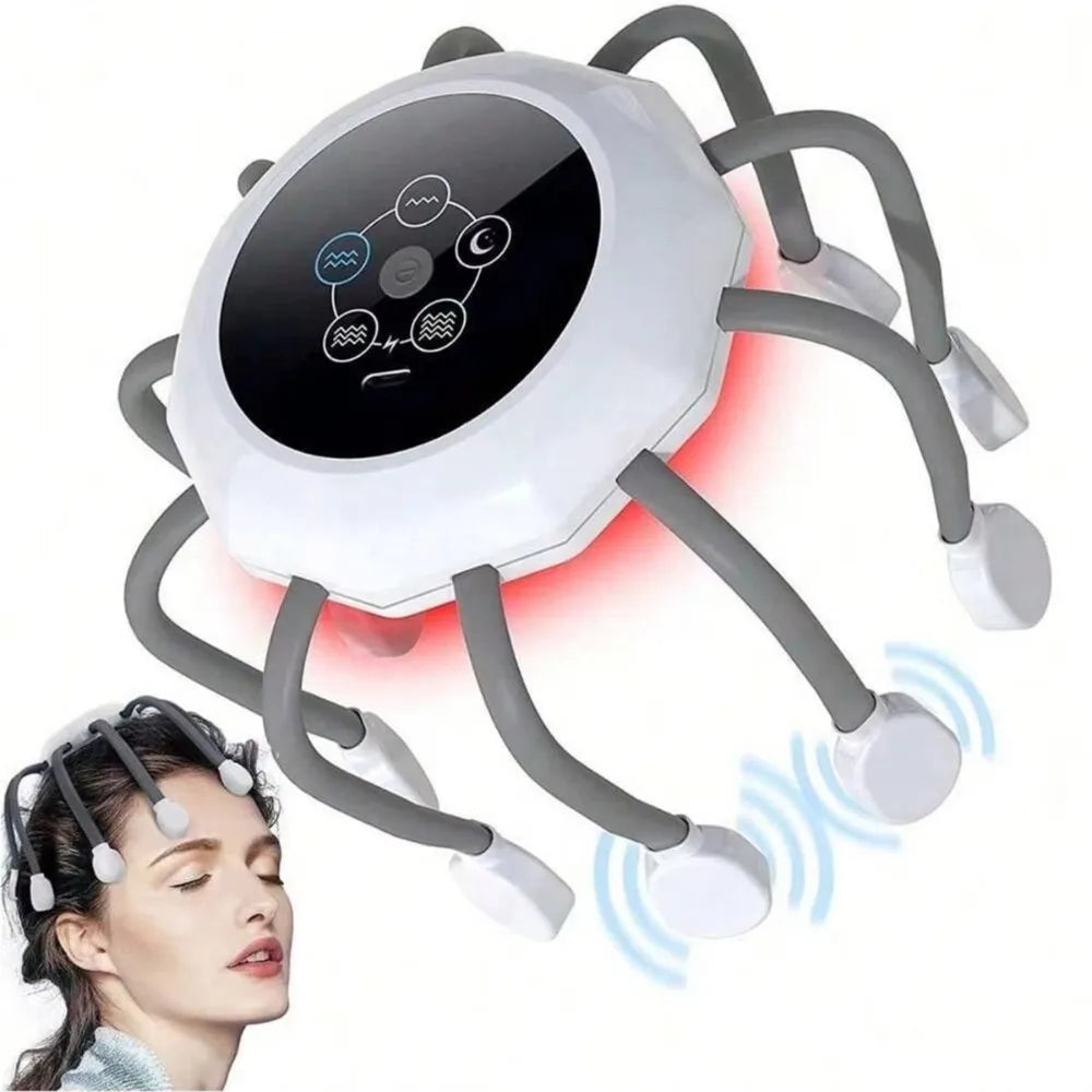 NEW Arrivals 3 Colors Electric Octopus Claw Eight Claw Massager Stress Relief USB Charging Scalp Massager Therapeutic Hands Free Electric Head Massager Health Care Supplies