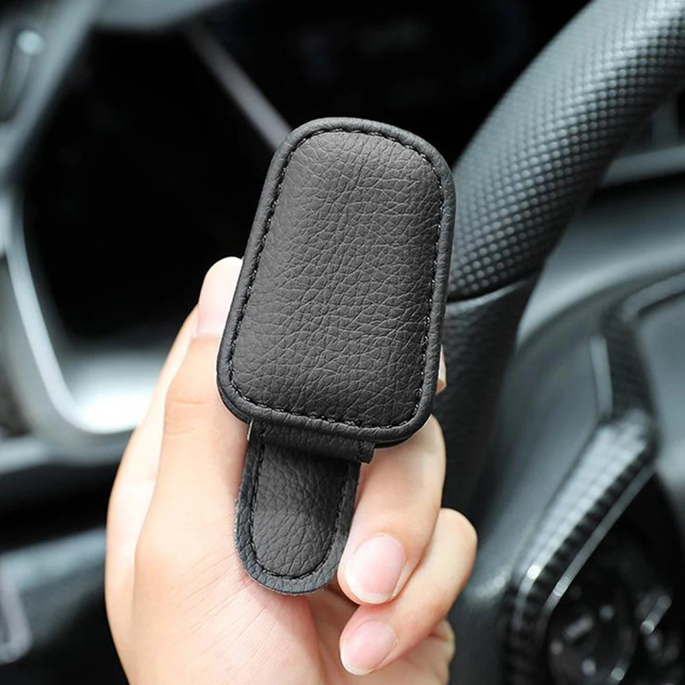 NEW Gray/Black Color Universal Car Sunglasses Leather Clip Card Ticket Holder Stand Fastener Pen Case Eyeglasses Sun Visor Car Accessories