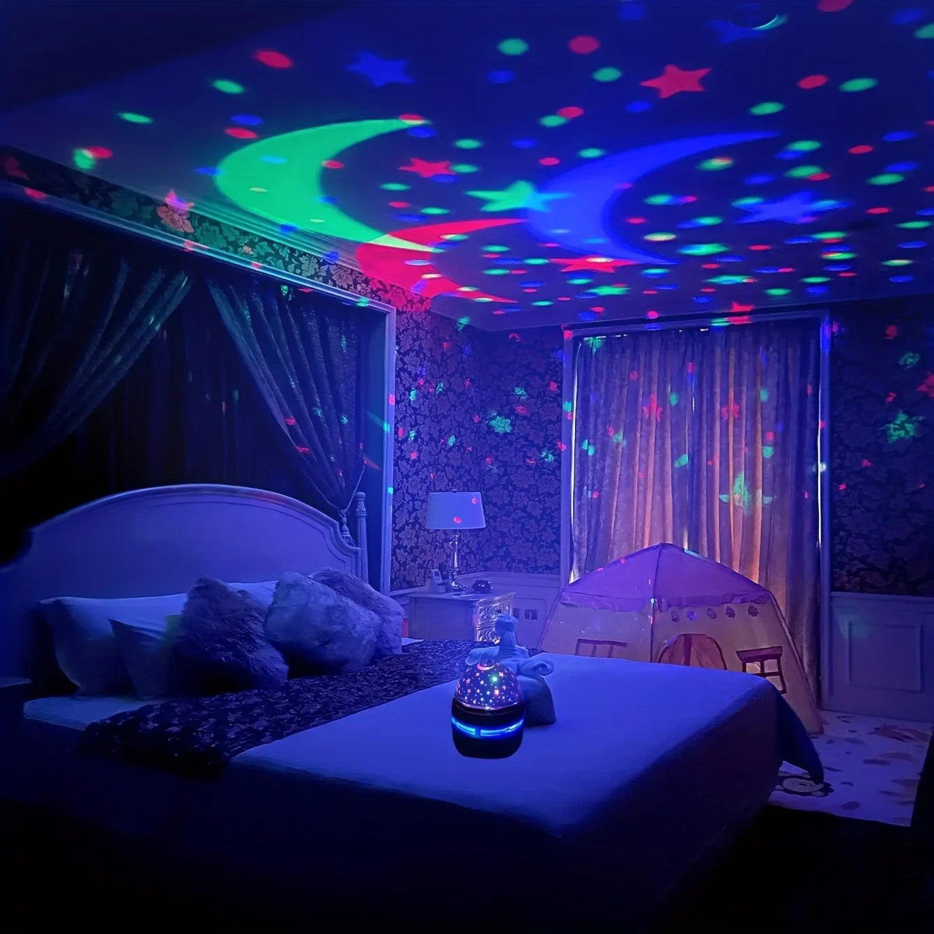 NEW Arrivals LED Starry Sky Night Lights USB Rotating Projector Lamp Magic Ball Moon Star Christmas Lights Home Room Atmosphere Decorations