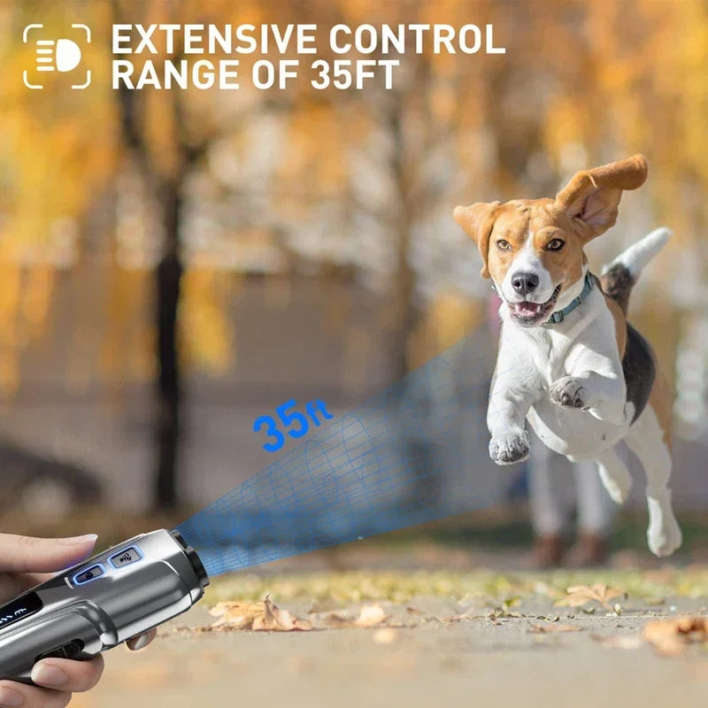 NEW Arrivals Dog Repeller Ultrasonic Pet Anti Barking Stop Control Bark Outdoor Training Device High Power Dog Repellent with LED Flashlight Dogs Pets Supplies
