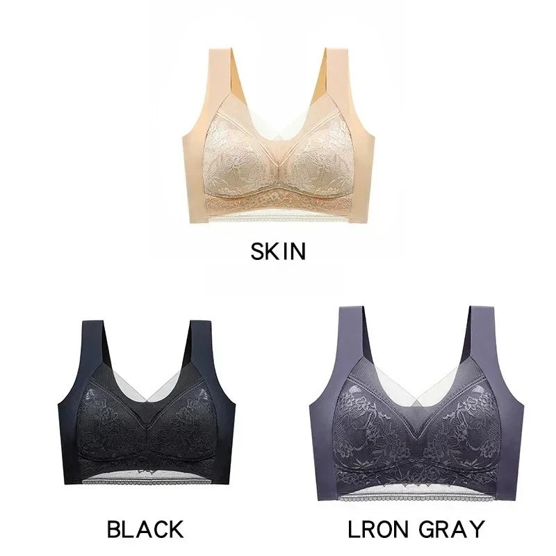 NEW Arrivals 3PCS Set 6 Colors/Patterns L-6XL(115KG) Women's Push Up Bralette Wireless Bras - 5cm Natural Lift, Seamless Lace Plus Size No Underwire Comfort