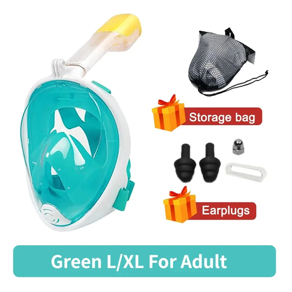 NEW Adults XL /Kids XS Size Full Face Snorkel Mask - Professional Anti-Fog Diving Goggles, Underwater Scuba Swimming Equipment