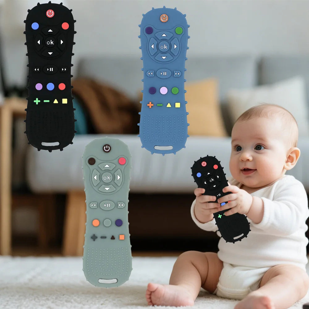 NEW Arrivals 4PCS Set New Baby Teethers Remote Control Modeling Silicone Teething Training Toys Children's Sensory Educational Toys Gift Sets