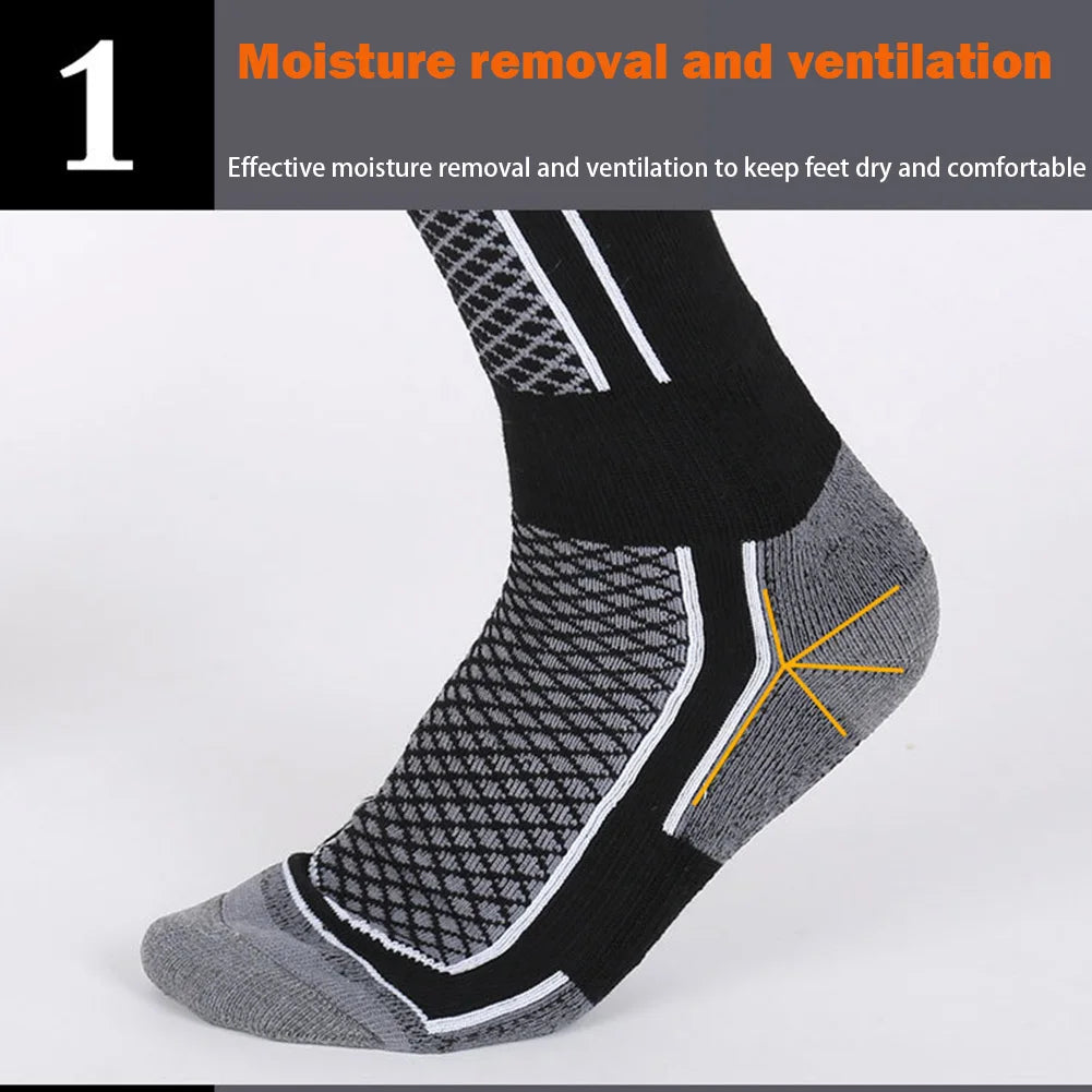 2pcs Winter Warm Thickened Ski Socks Hiking Stockings for Women Men Children Anti-cold Skiing Socks Sportswear
